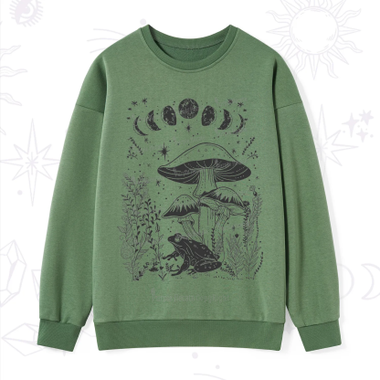 Purplehecate Celestial Frog Mushrooms Sweatshirt