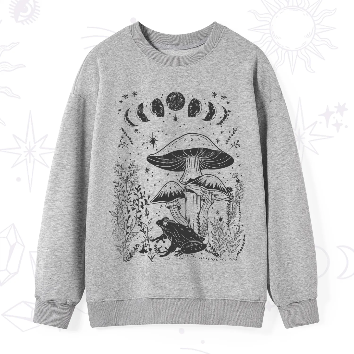 Purplehecate Celestial Frog Mushrooms Sweatshirt