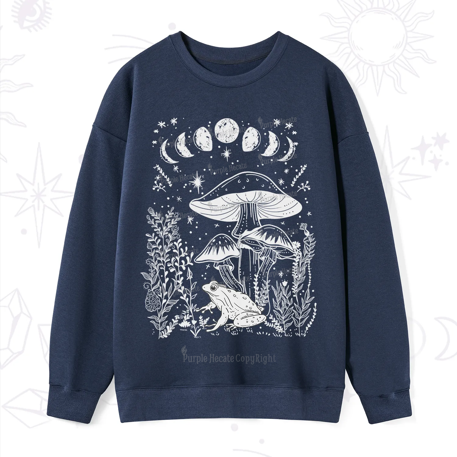 Purplehecate Celestial Frog Mushrooms Sweatshirt