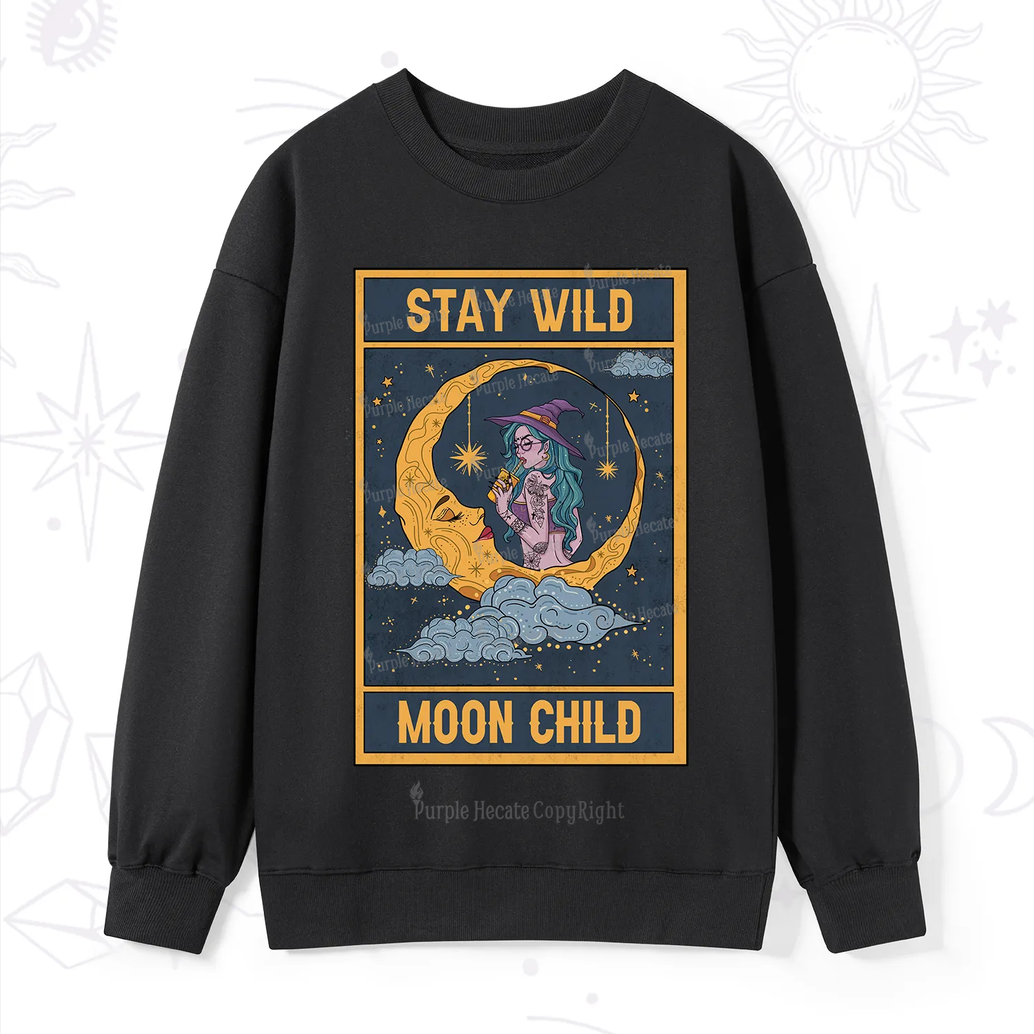 Purplehecate The Stay Wild Moon Child Oracle Card Sweatshirt