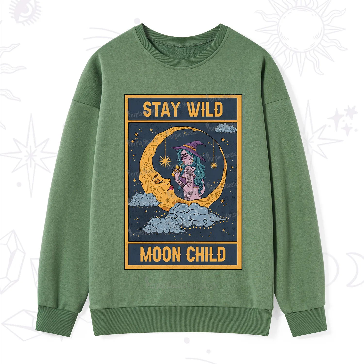 Purplehecate The Stay Wild Moon Child Oracle Card Sweatshirt