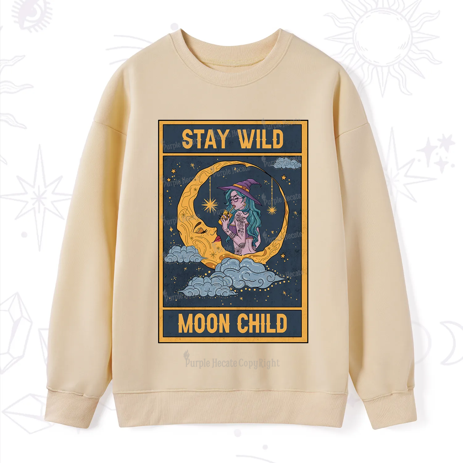 Purplehecate The Stay Wild Moon Child Oracle Card Sweatshirt