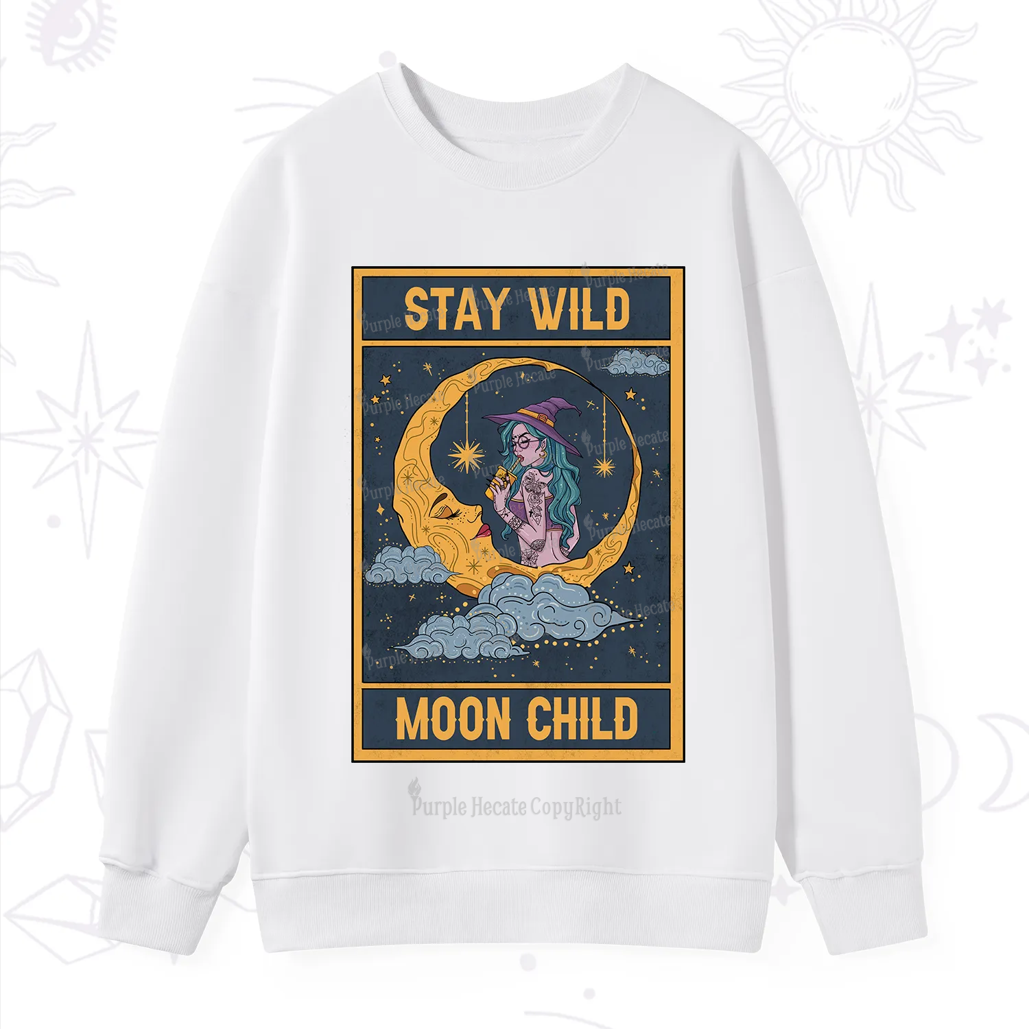 Purplehecate The Stay Wild Moon Child Oracle Card Sweatshirt