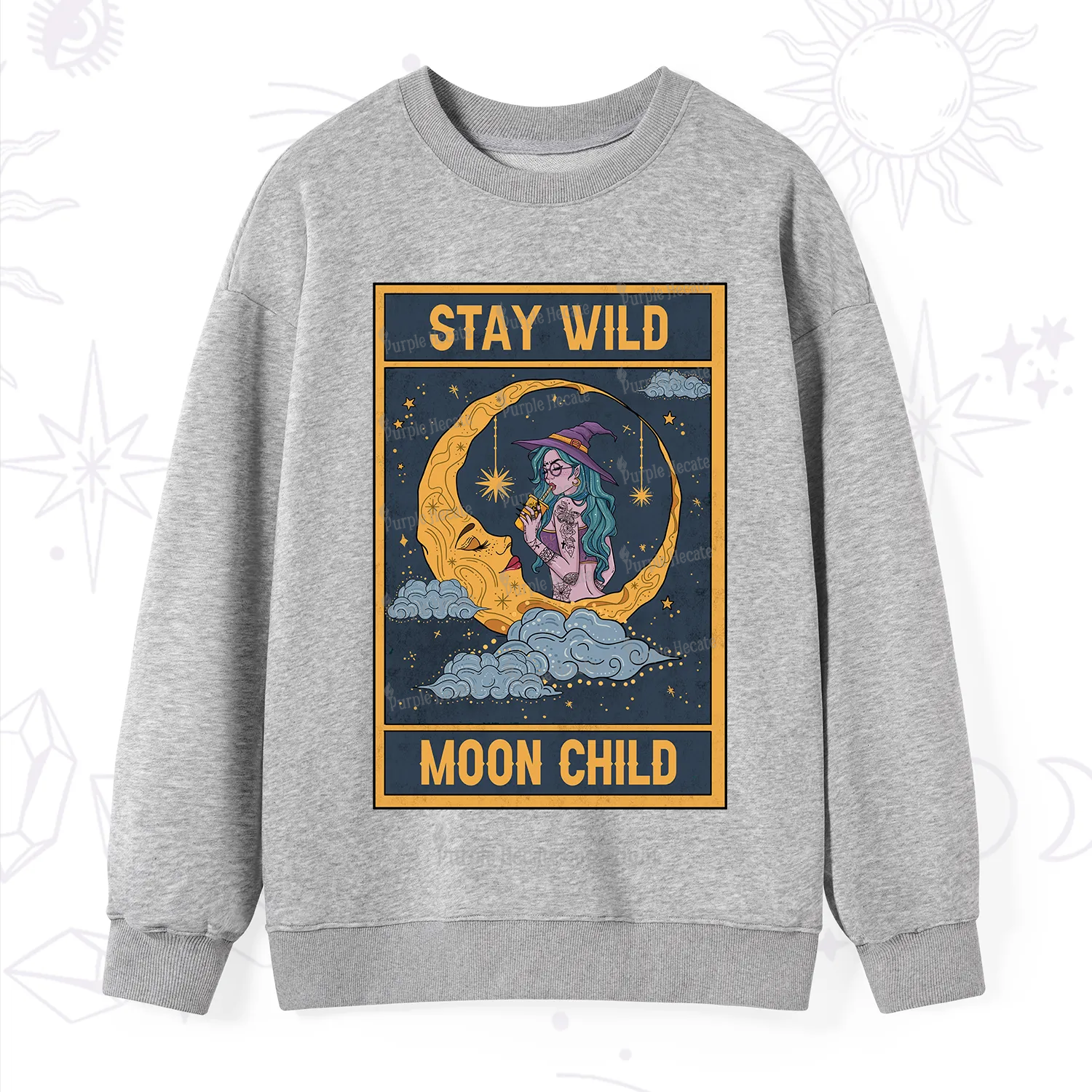 Purplehecate The Stay Wild Moon Child Oracle Card Sweatshirt