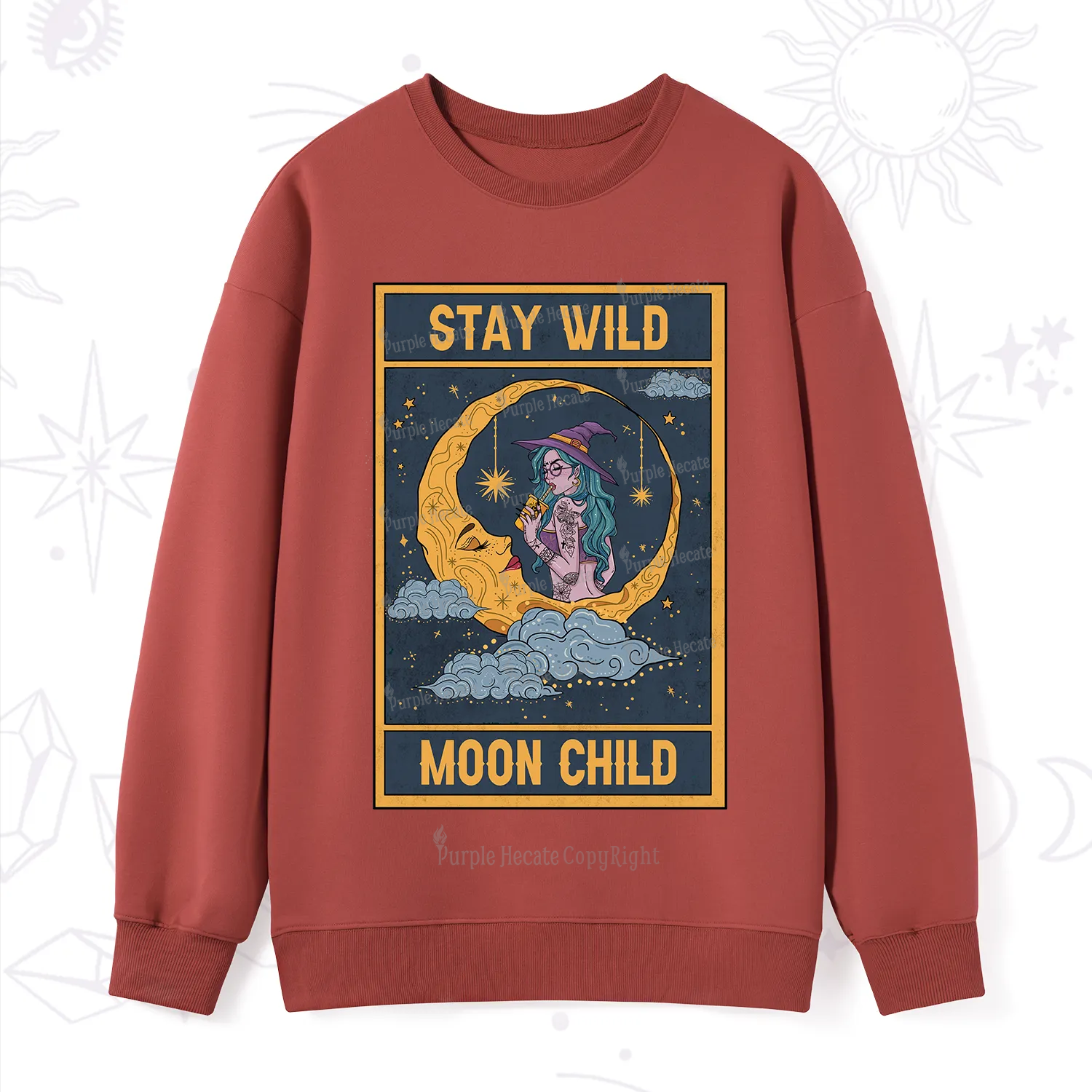 Purplehecate The Stay Wild Moon Child Oracle Card Sweatshirt