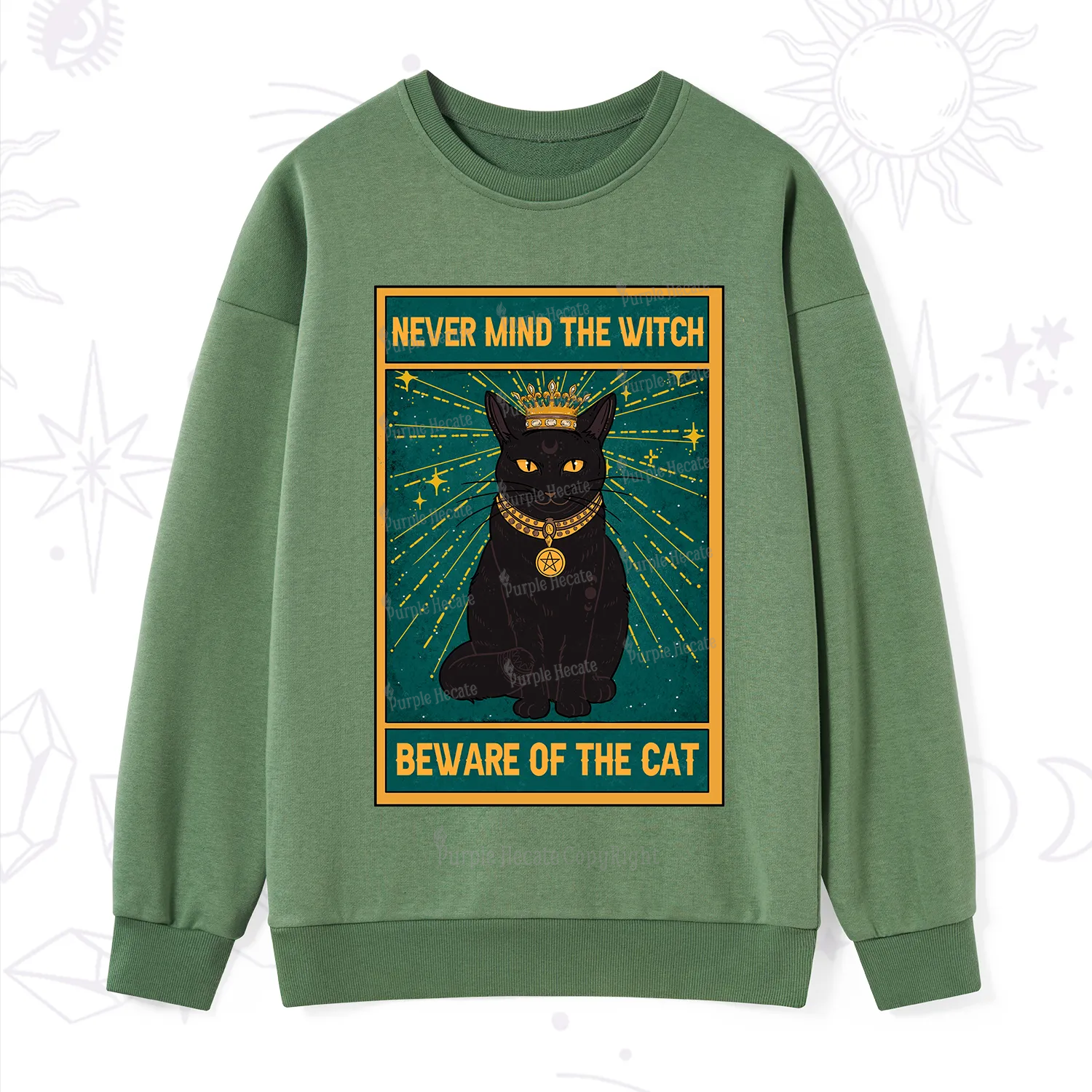 Purplehecate The Never Mind The Witch Beware Of The Cat Oracle Card Sweatshirt