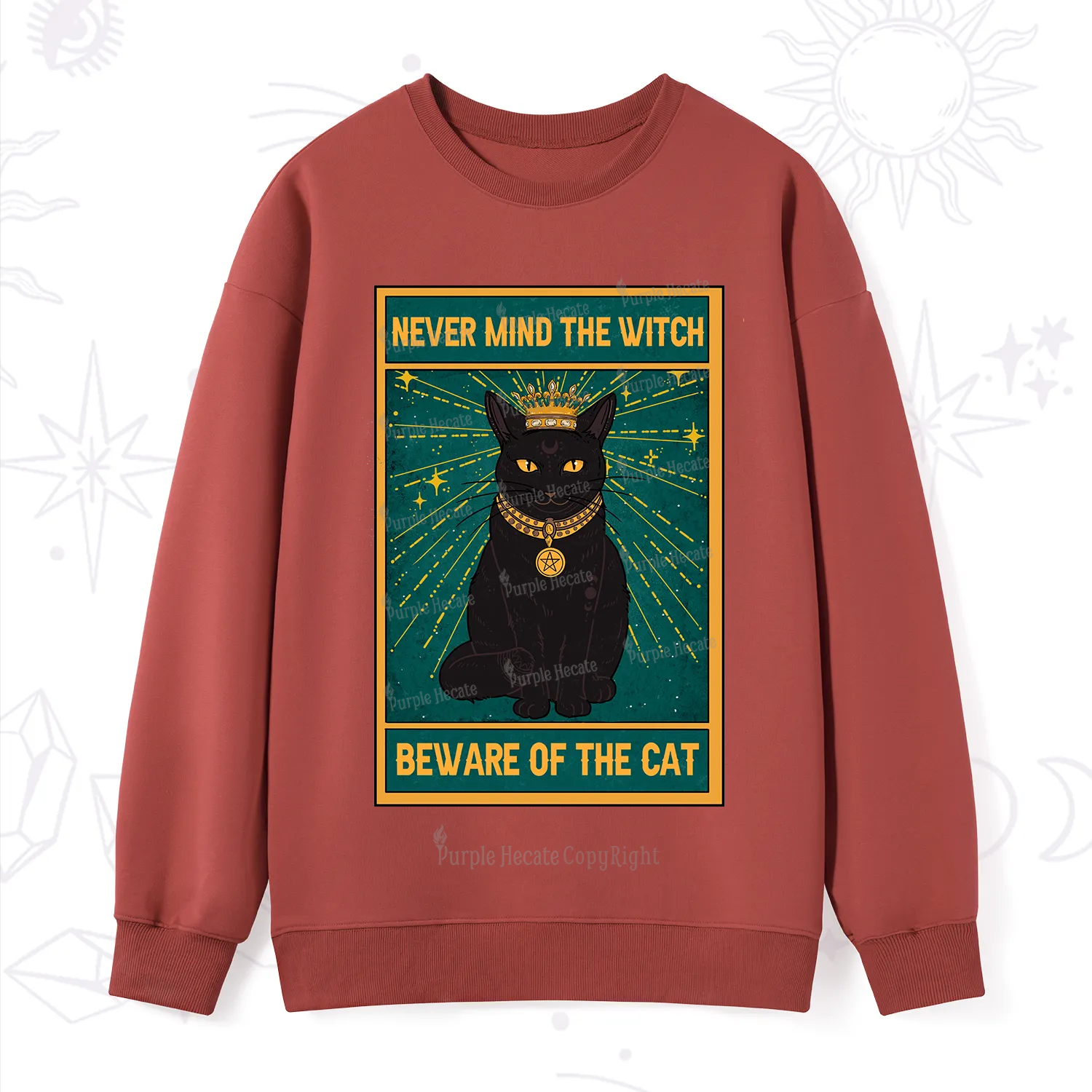 Purplehecate The Never Mind The Witch Beware Of The Cat Oracle Card Sweatshirt