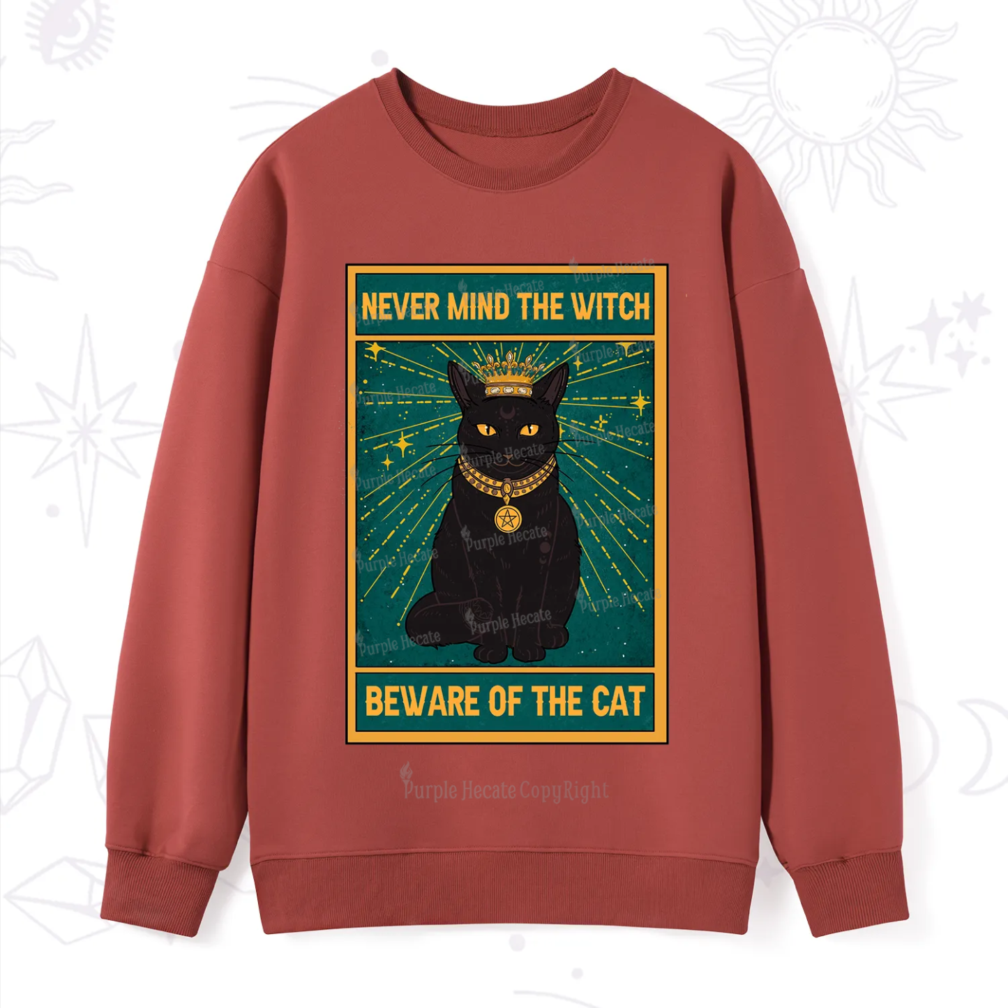 Purplehecate The Never Mind The Witch Beware Of The Cat Oracle Card Sweatshirt
