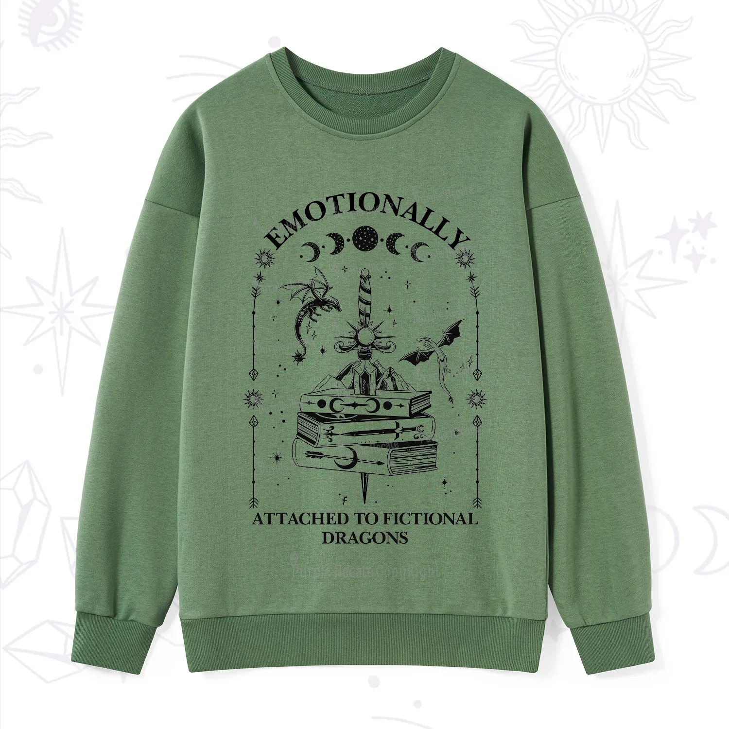 Purplehecate Emotionally Attached to Fictional Dragons Sweatshirt
