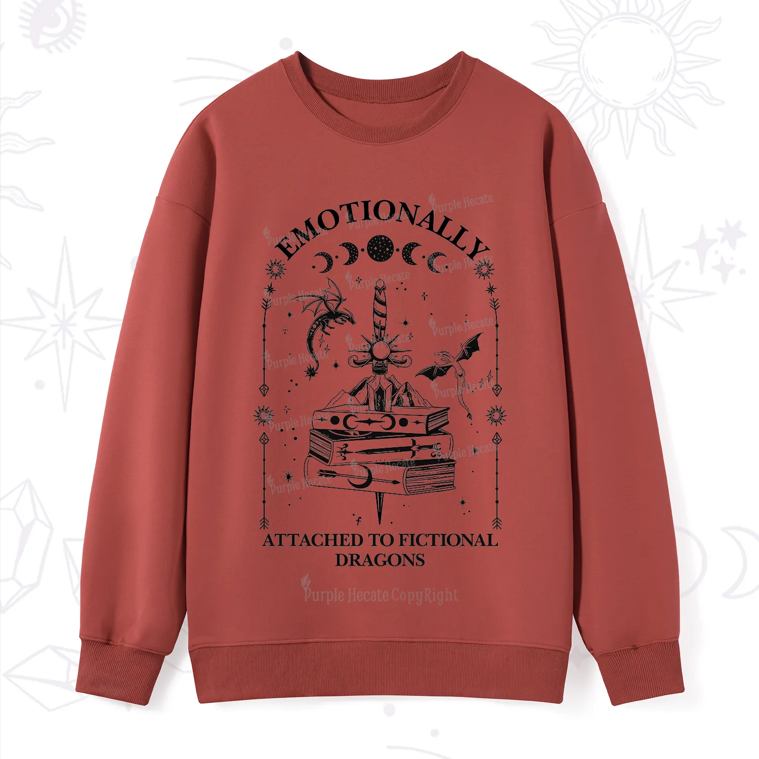 Purplehecate Emotionally Attached to Fictional Dragons Sweatshirt