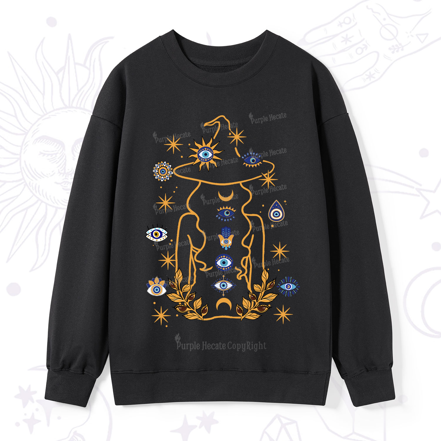Purplehecate Evil Eye Woman Back Sweatshirt