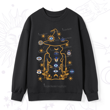 Purplehecate Evil Eye Woman Back Sweatshirt