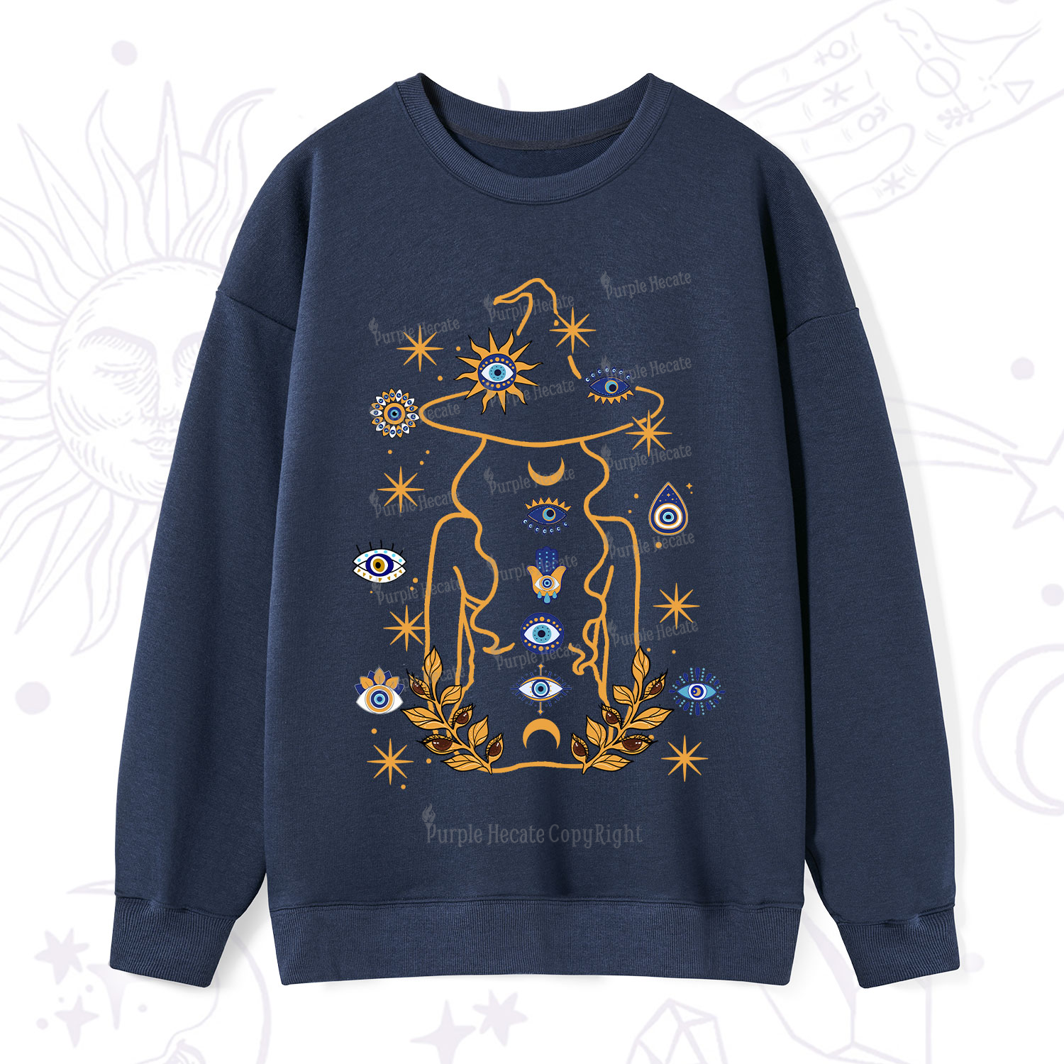 Purplehecate Evil Eye Woman Back Sweatshirt