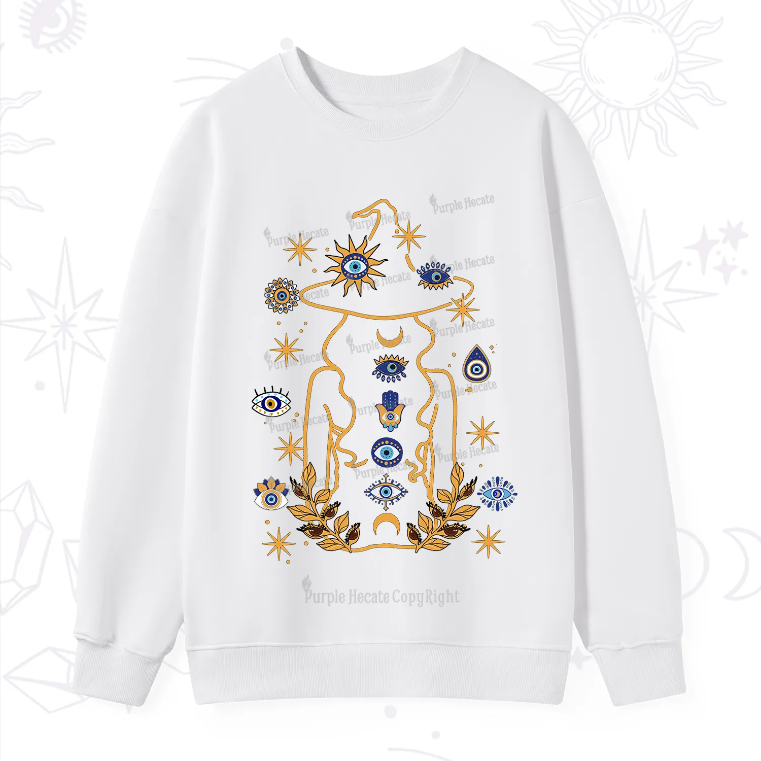 Purplehecate Evil Eye Woman Back Sweatshirt