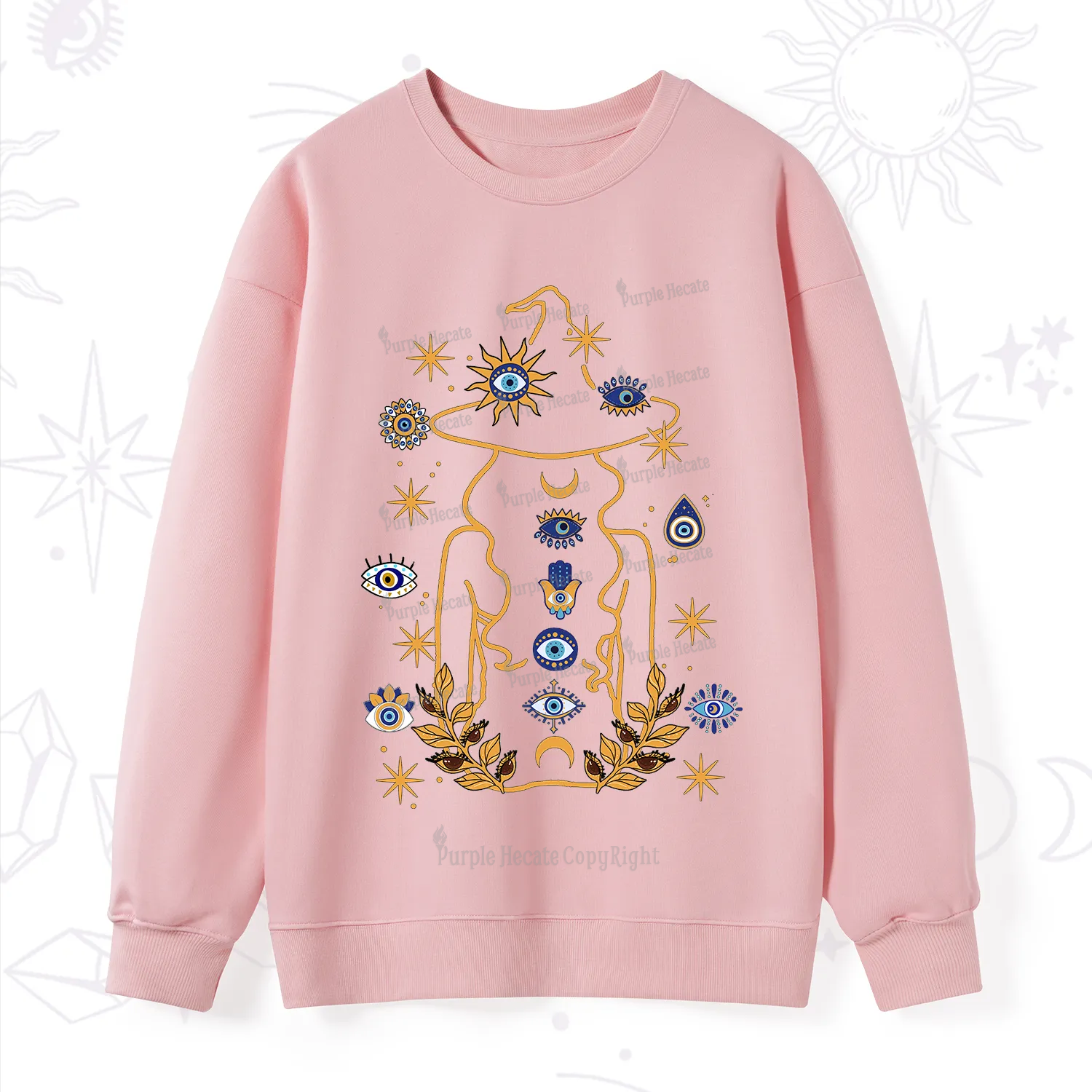 Purplehecate Evil Eye Woman Back Sweatshirt