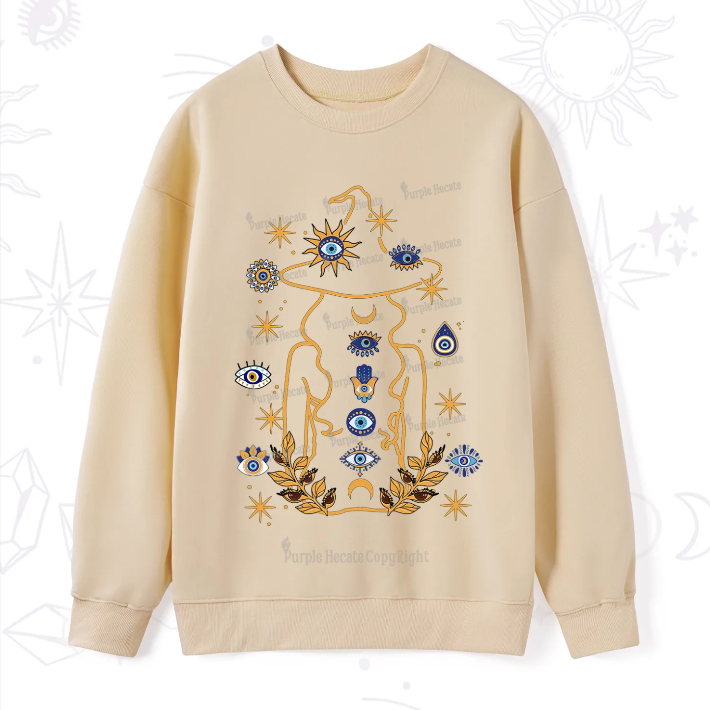 Purplehecate Evil Eye Woman Back Sweatshirt