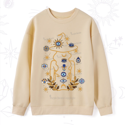 Purplehecate Evil Eye Woman Back Sweatshirt