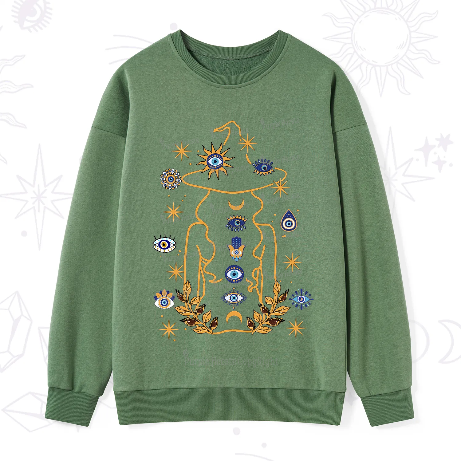 Purplehecate Evil Eye Woman Back Sweatshirt