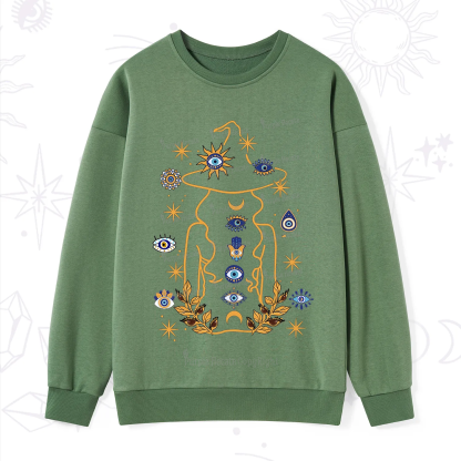 Purplehecate Evil Eye Woman Back Sweatshirt