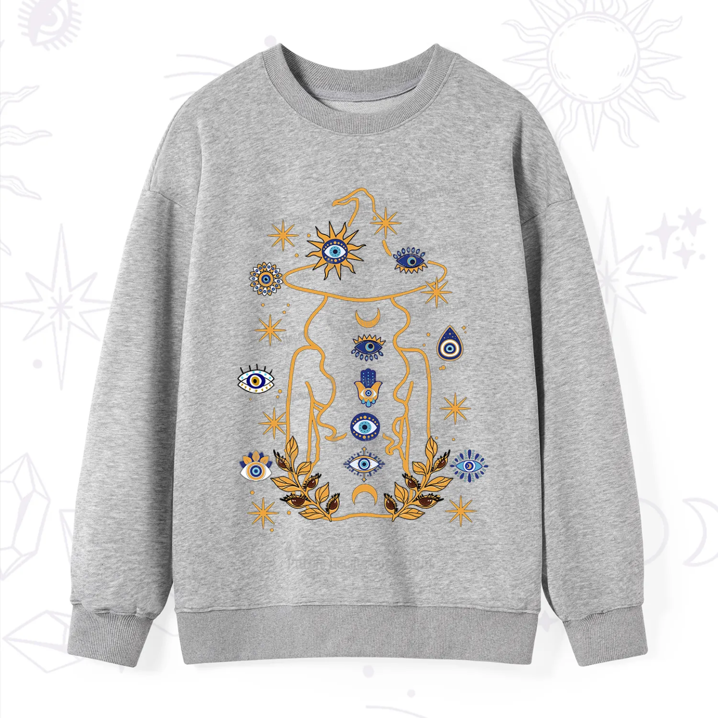 Purplehecate Evil Eye Woman Back Sweatshirt