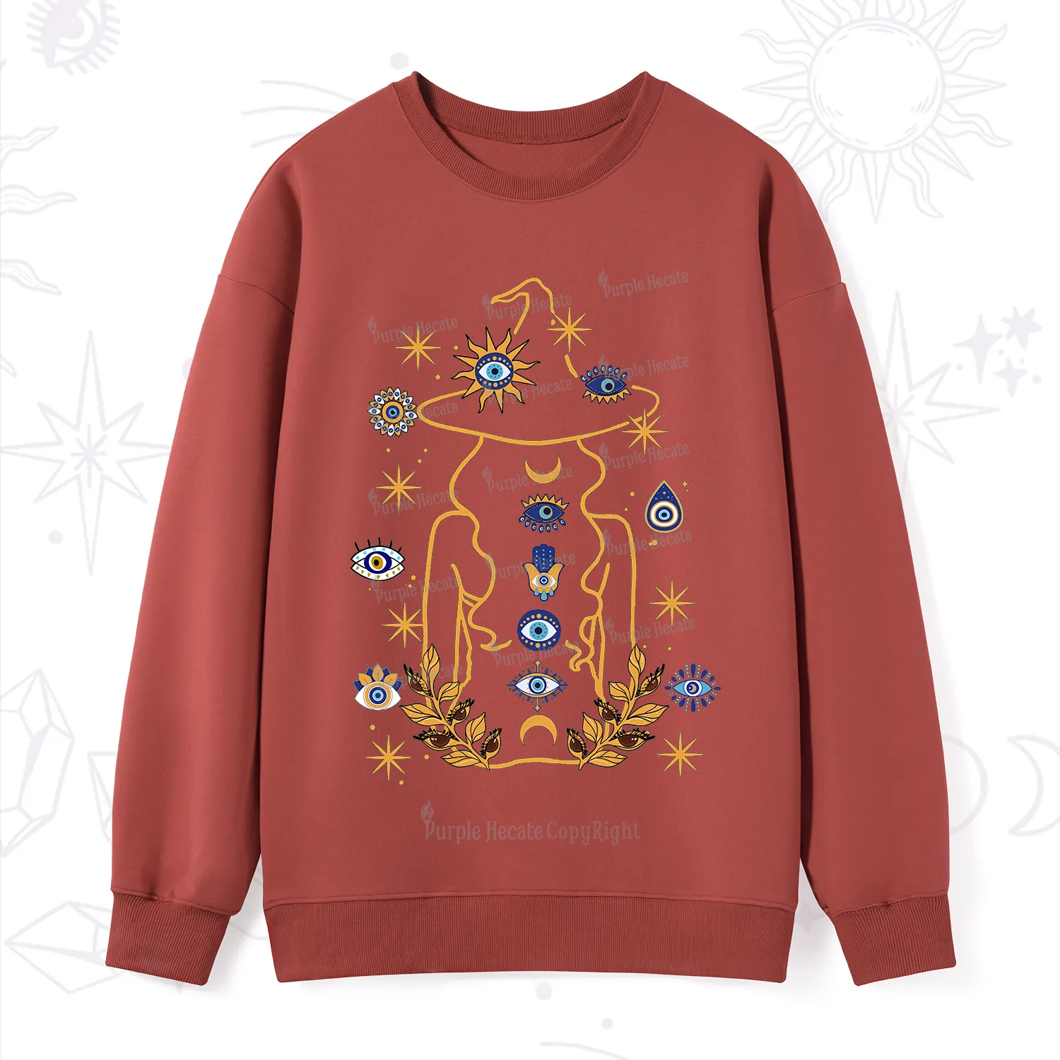 Purplehecate Evil Eye Woman Back Sweatshirt
