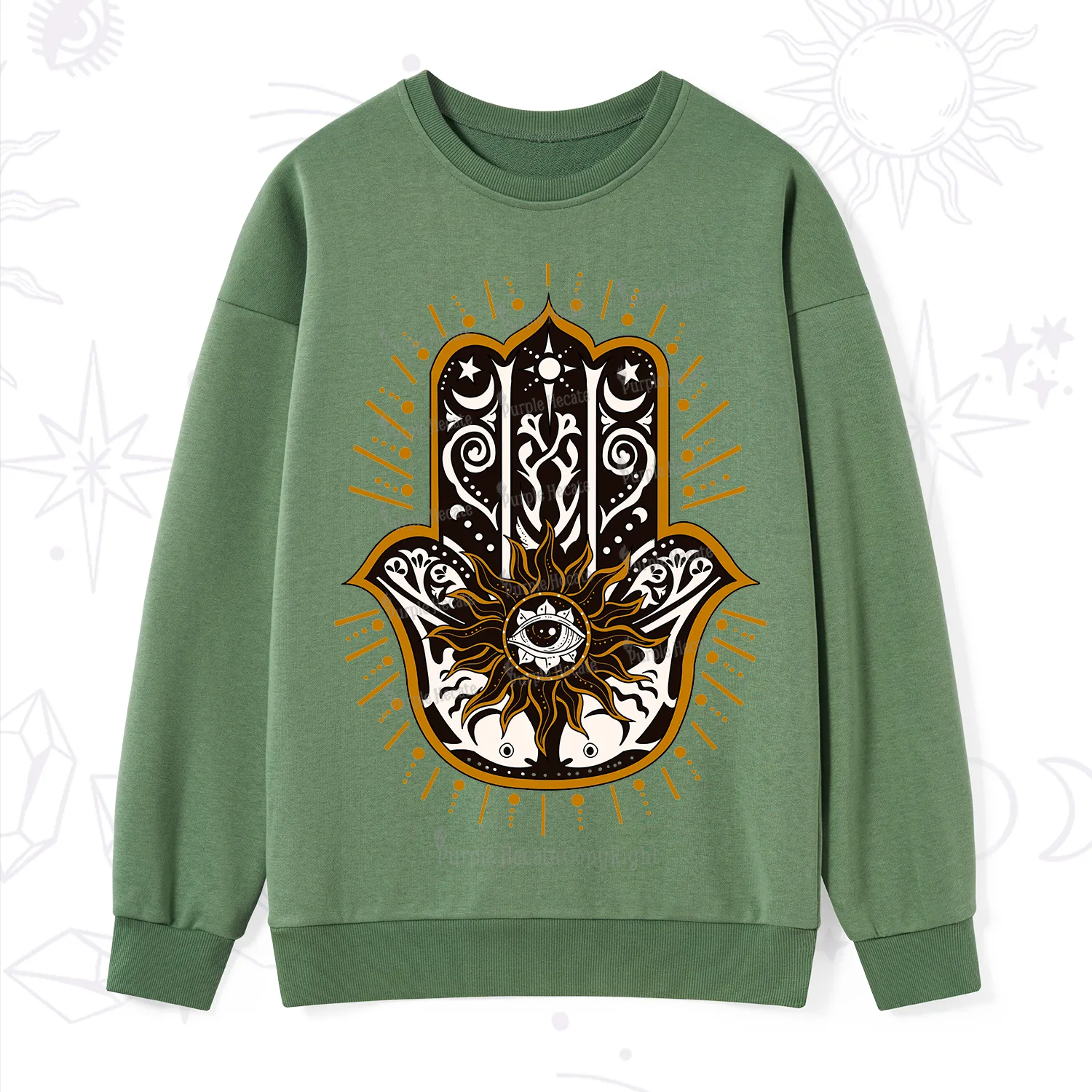 Purplehecate The Sun Eye Hamsa Sweatshirt