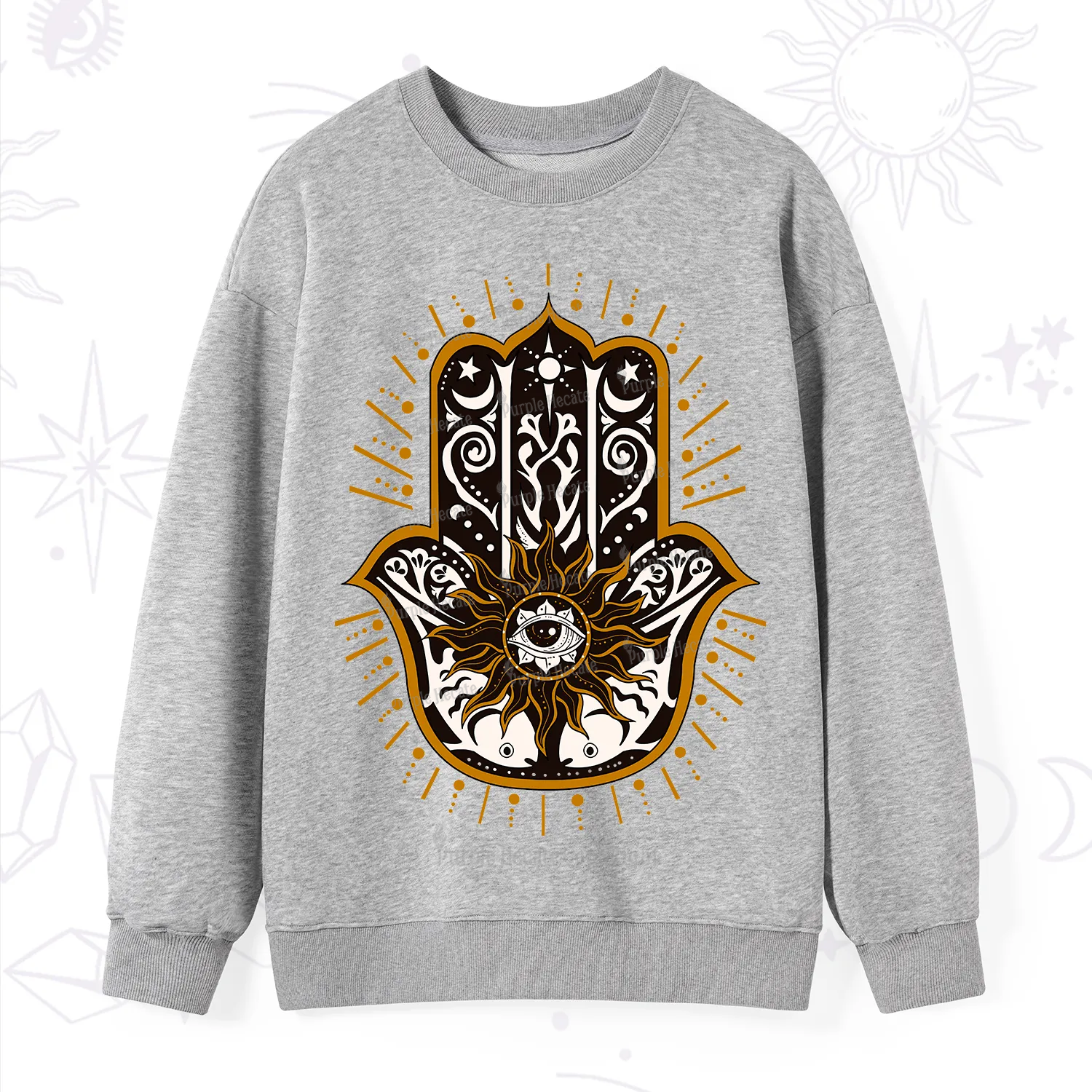 Purplehecate The Sun Eye Hamsa Sweatshirt