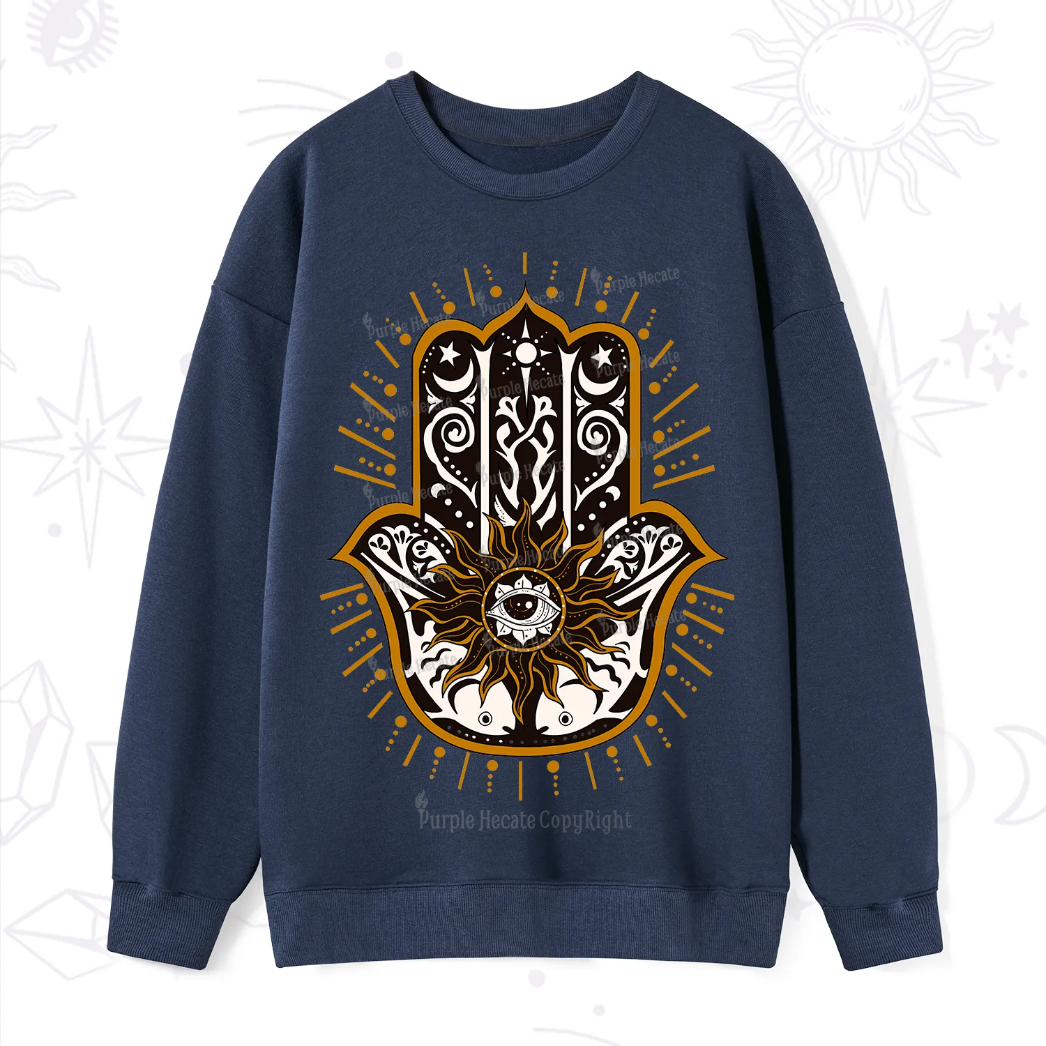 Purplehecate The Sun Eye Hamsa Sweatshirt