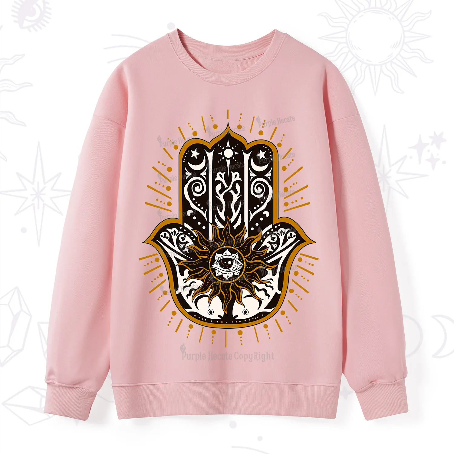 Purplehecate The Sun Eye Hamsa Sweatshirt