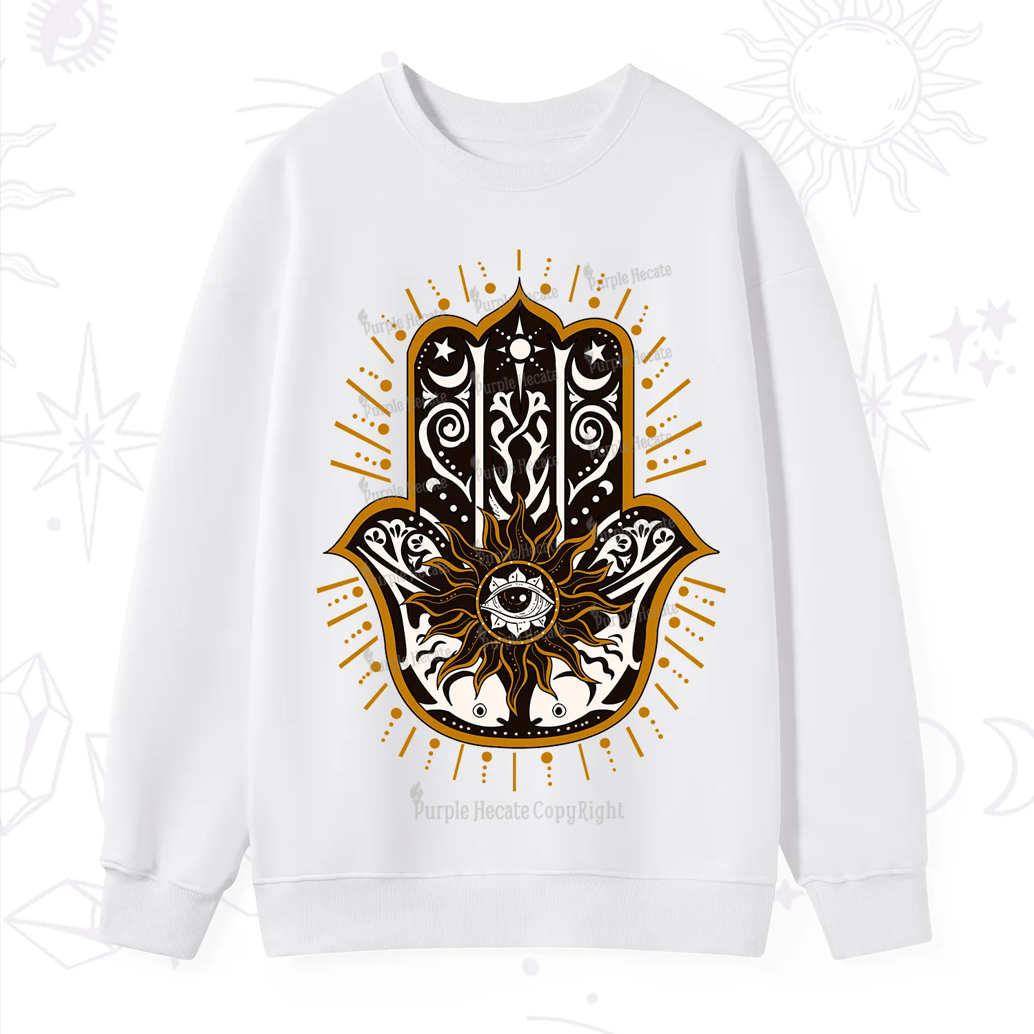 Purplehecate The Sun Eye Hamsa Sweatshirt