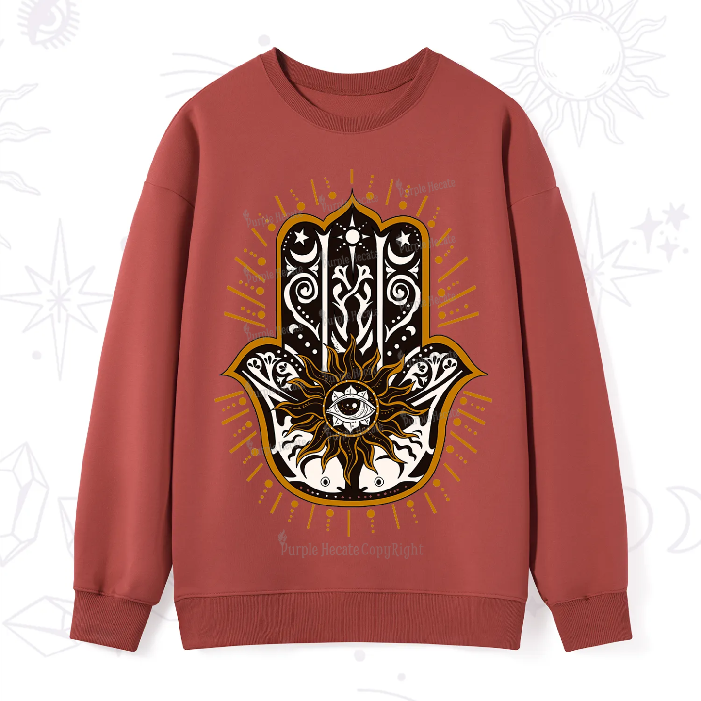 Purplehecate The Sun Eye Hamsa Sweatshirt