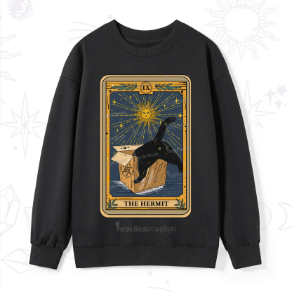 Purplehecate The Cardboard Hermit Cat Tarot Sweatshirt
