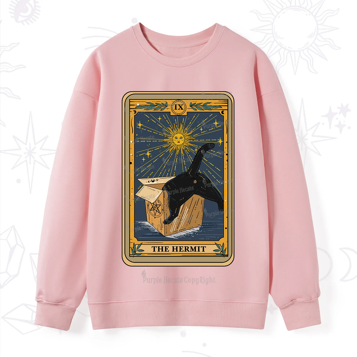 Purplehecate The Cardboard Hermit Cat Tarot Sweatshirt