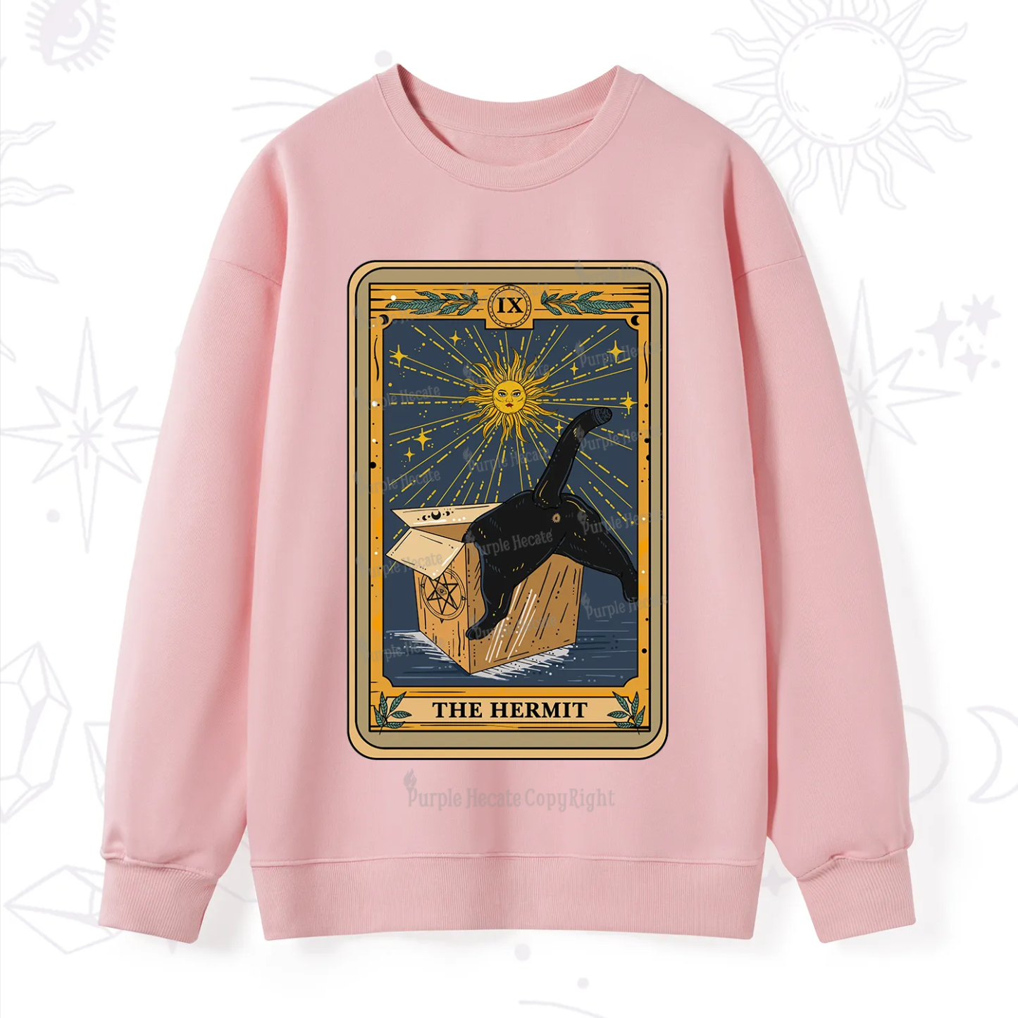 Purplehecate The Cardboard Hermit Cat Tarot Sweatshirt