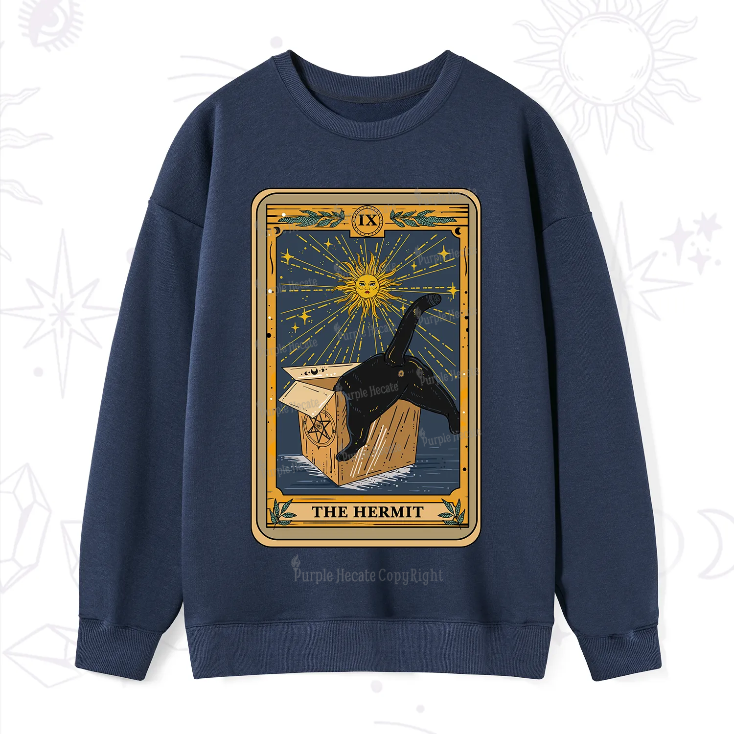 Purplehecate The Cardboard Hermit Cat Tarot Sweatshirt