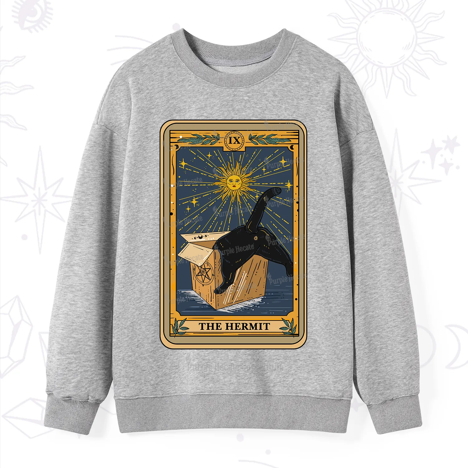 Purplehecate The Cardboard Hermit Cat Tarot Sweatshirt