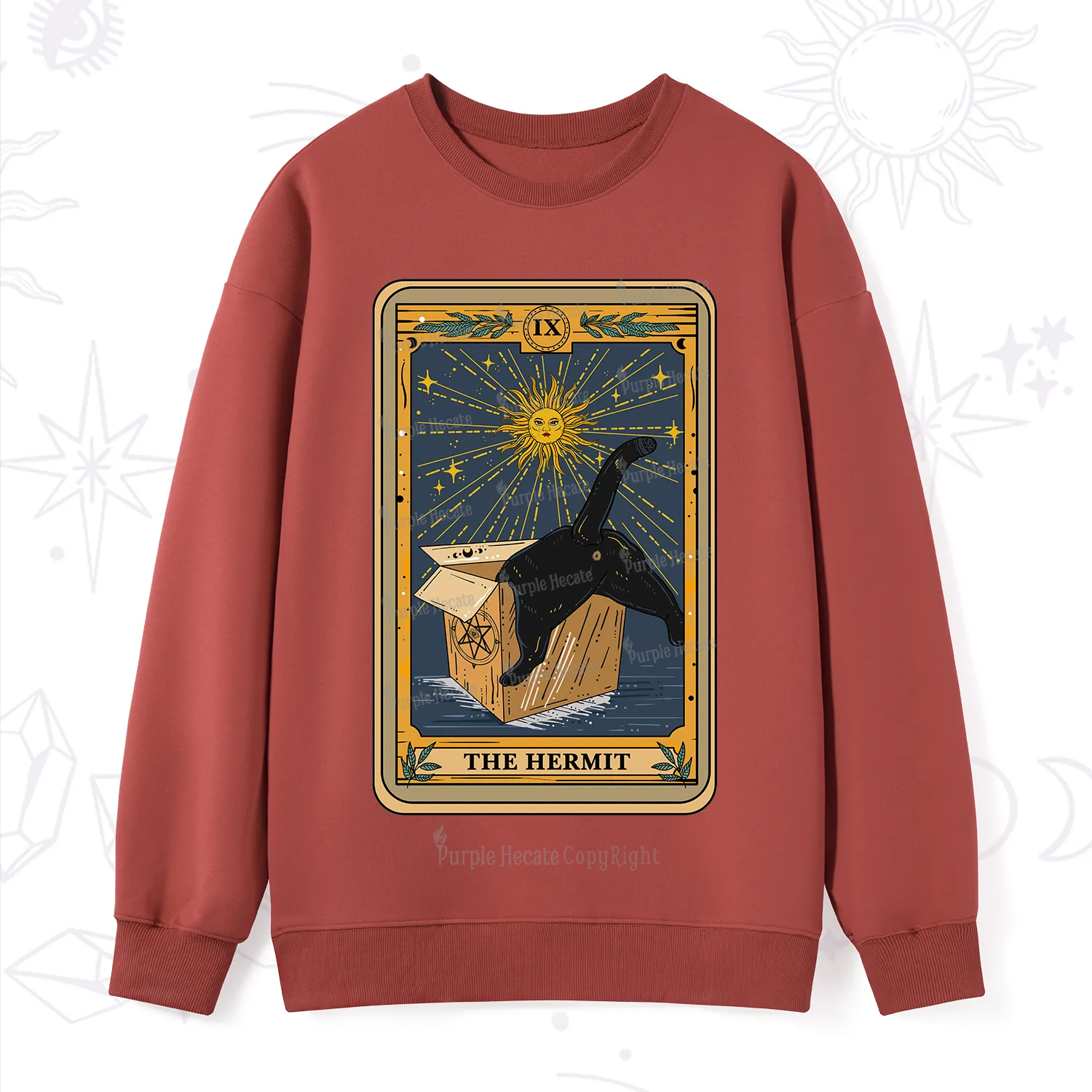Purplehecate The Cardboard Hermit Cat Tarot Sweatshirt