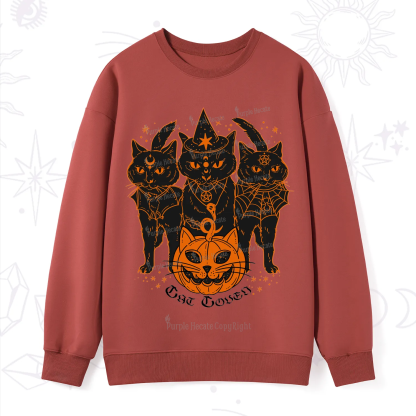 Purplehecate Pumpkin Witch Cat Coven Halloween Sweatshirt