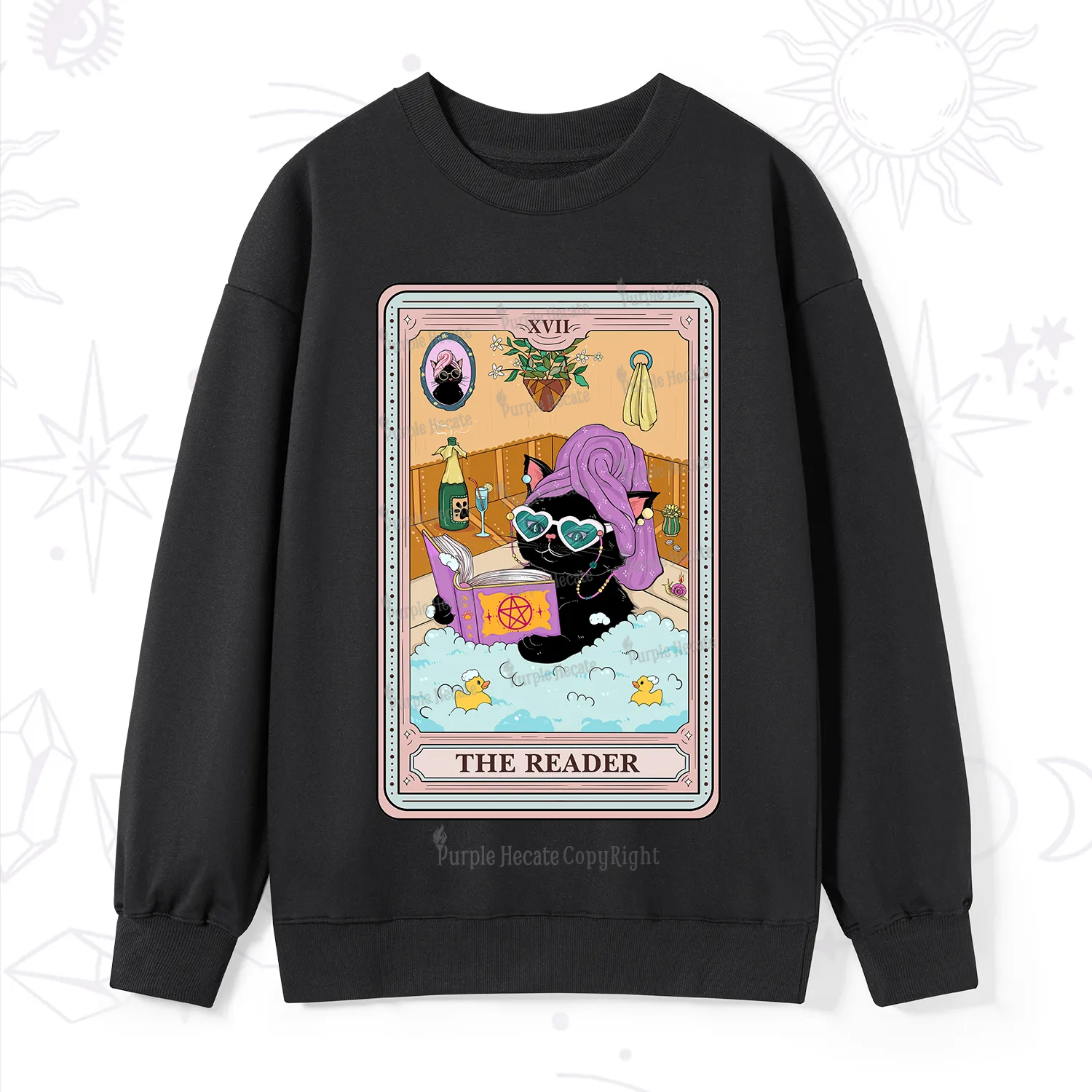Purplehecate The Reader Cat Tarot Sweatshirt