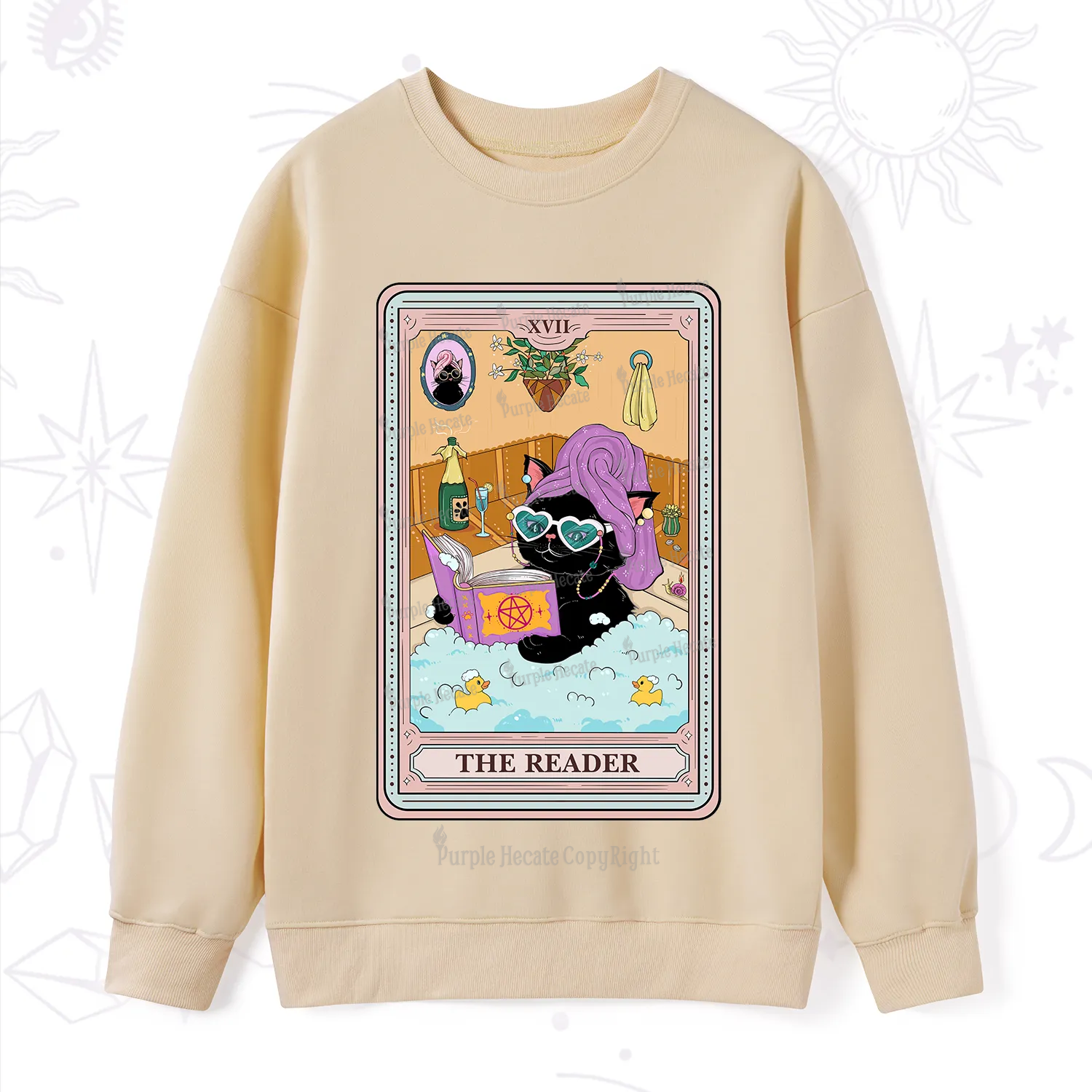 Purplehecate The Reader Cat Tarot Sweatshirt