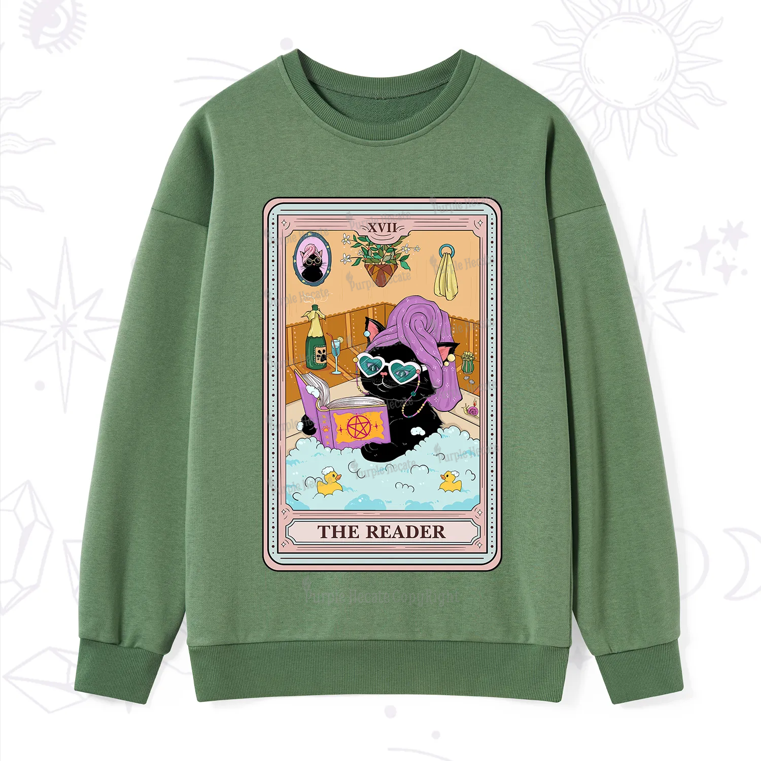 Purplehecate The Reader Cat Tarot Sweatshirt