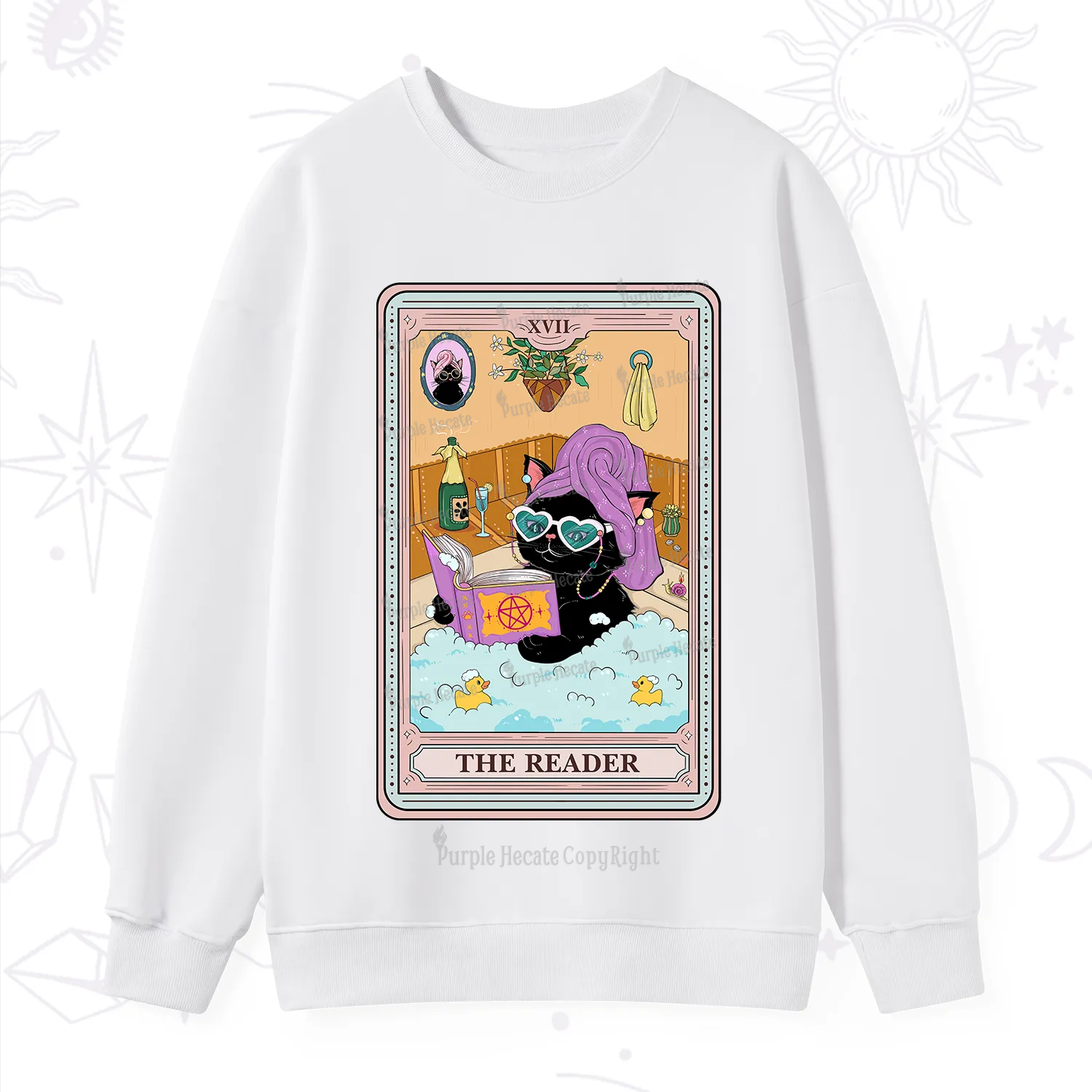 Purplehecate The Reader Cat Tarot Sweatshirt