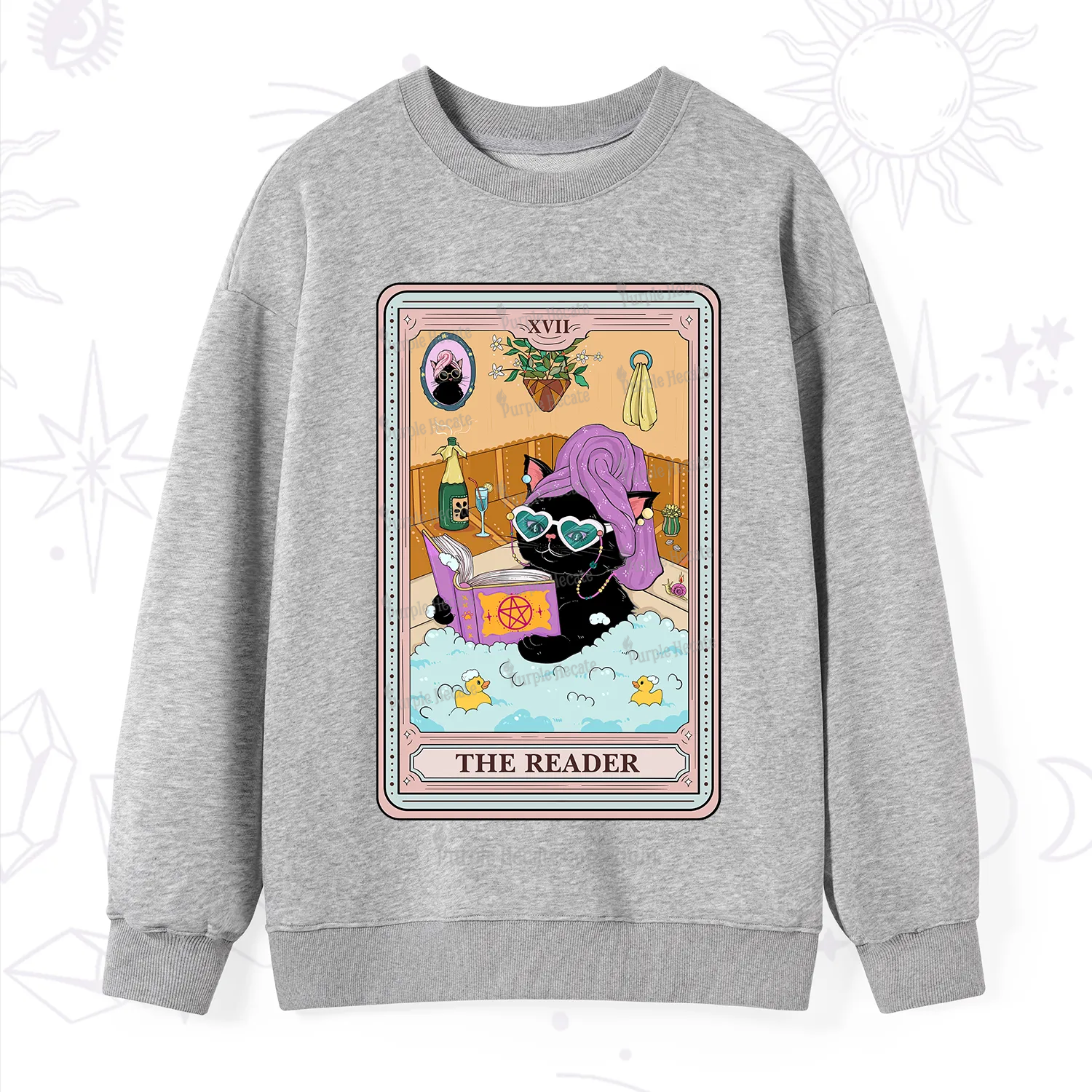 Purplehecate The Reader Cat Tarot Sweatshirt