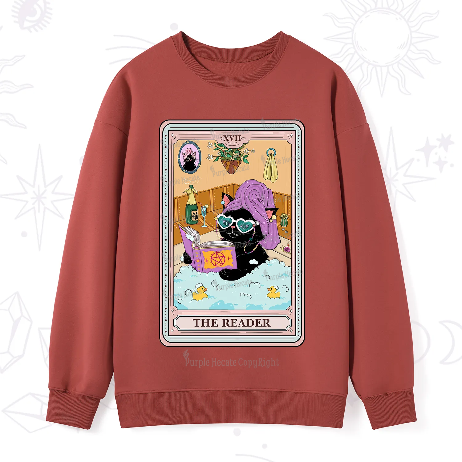 Purplehecate The Reader Cat Tarot Sweatshirt