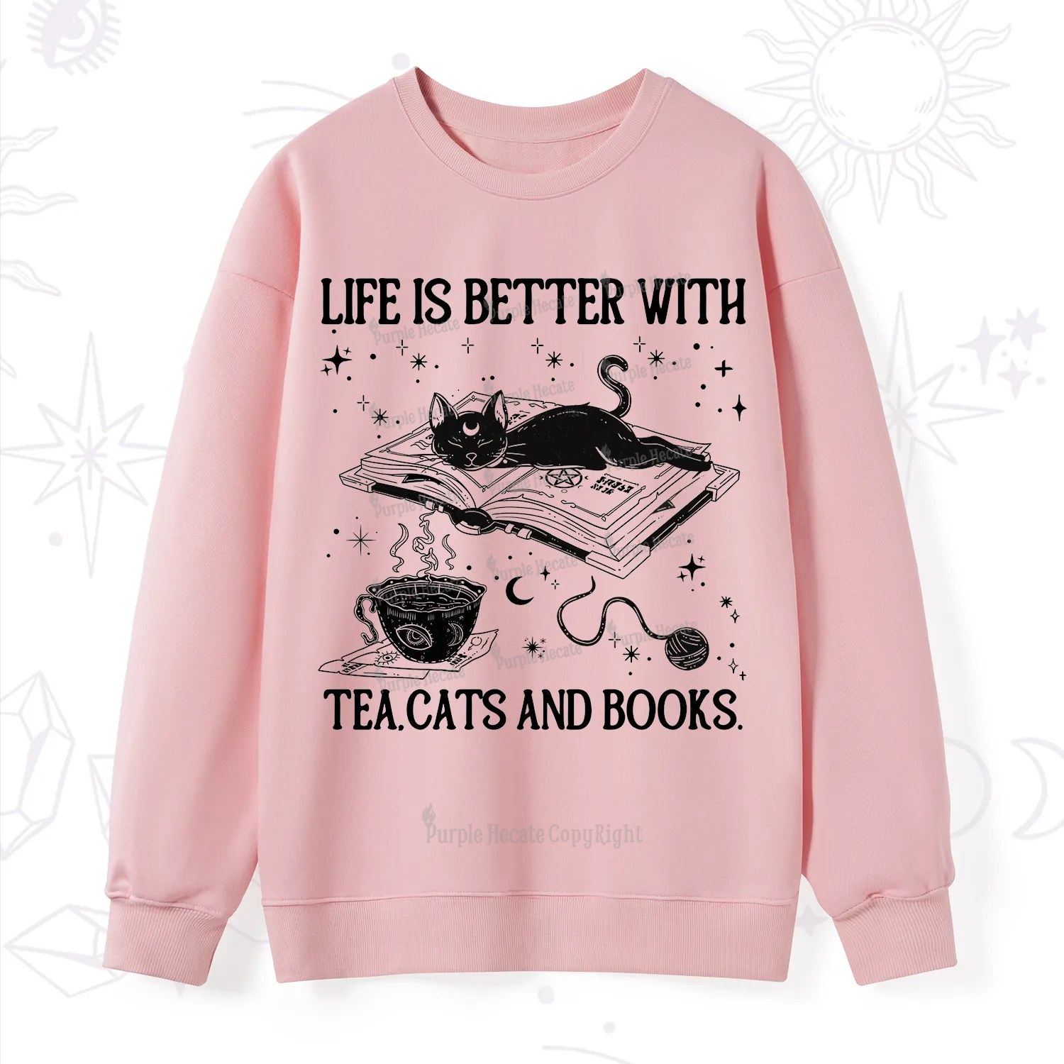 Purplehecate Life Is Better With Cats And Books Sweatshirt