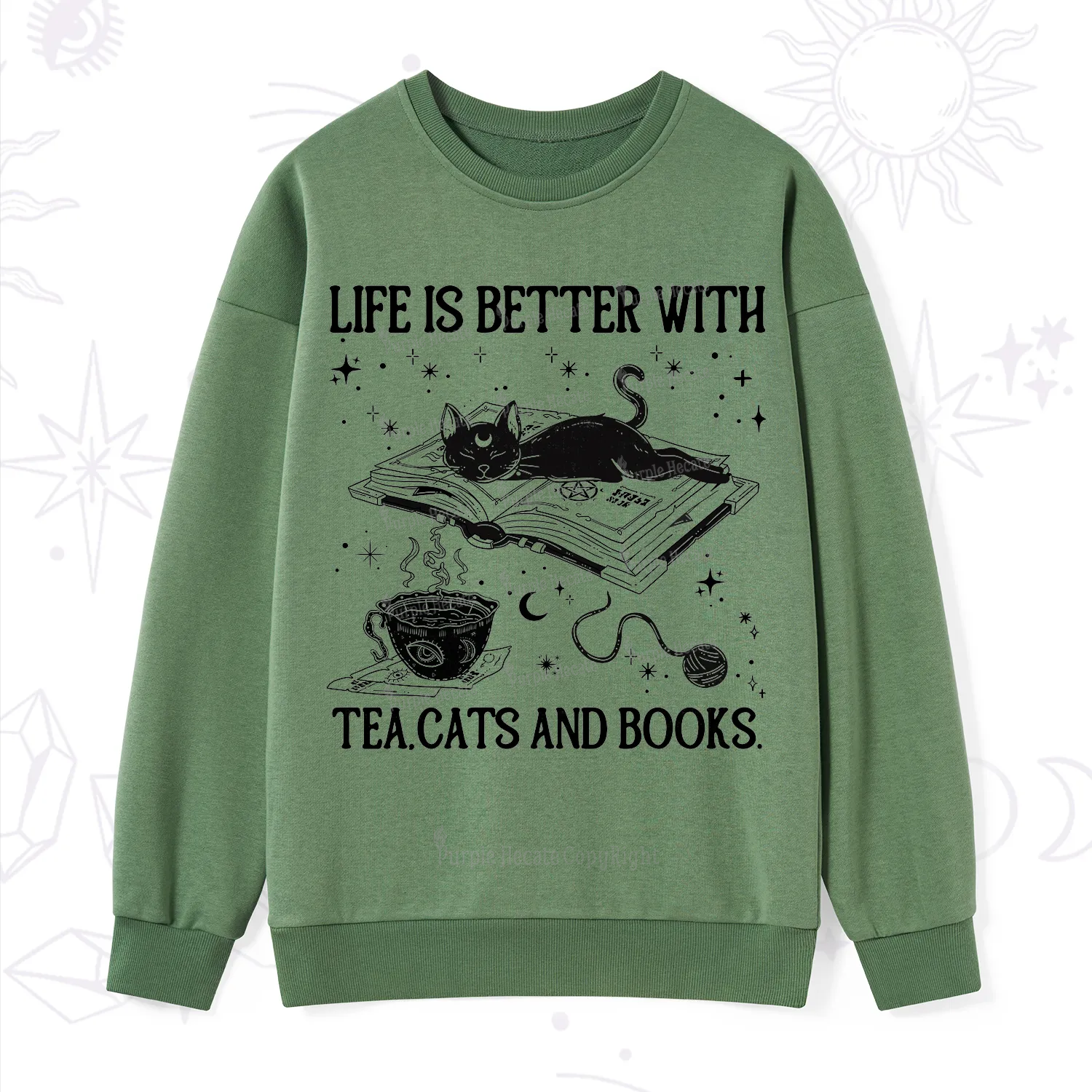 Purplehecate Life Is Better With Cats And Books Sweatshirt