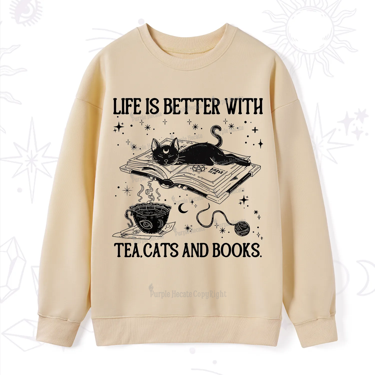 Purplehecate Life Is Better With Cats And Books Sweatshirt