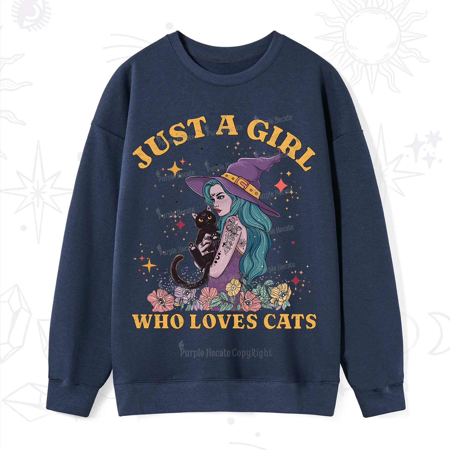 Purplehecate Just A Girl Who Loves Cats Sweatshirt