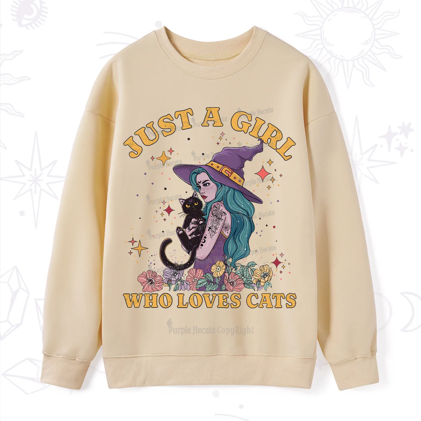 Purplehecate Just A Girl Who Loves Cats Sweatshirt