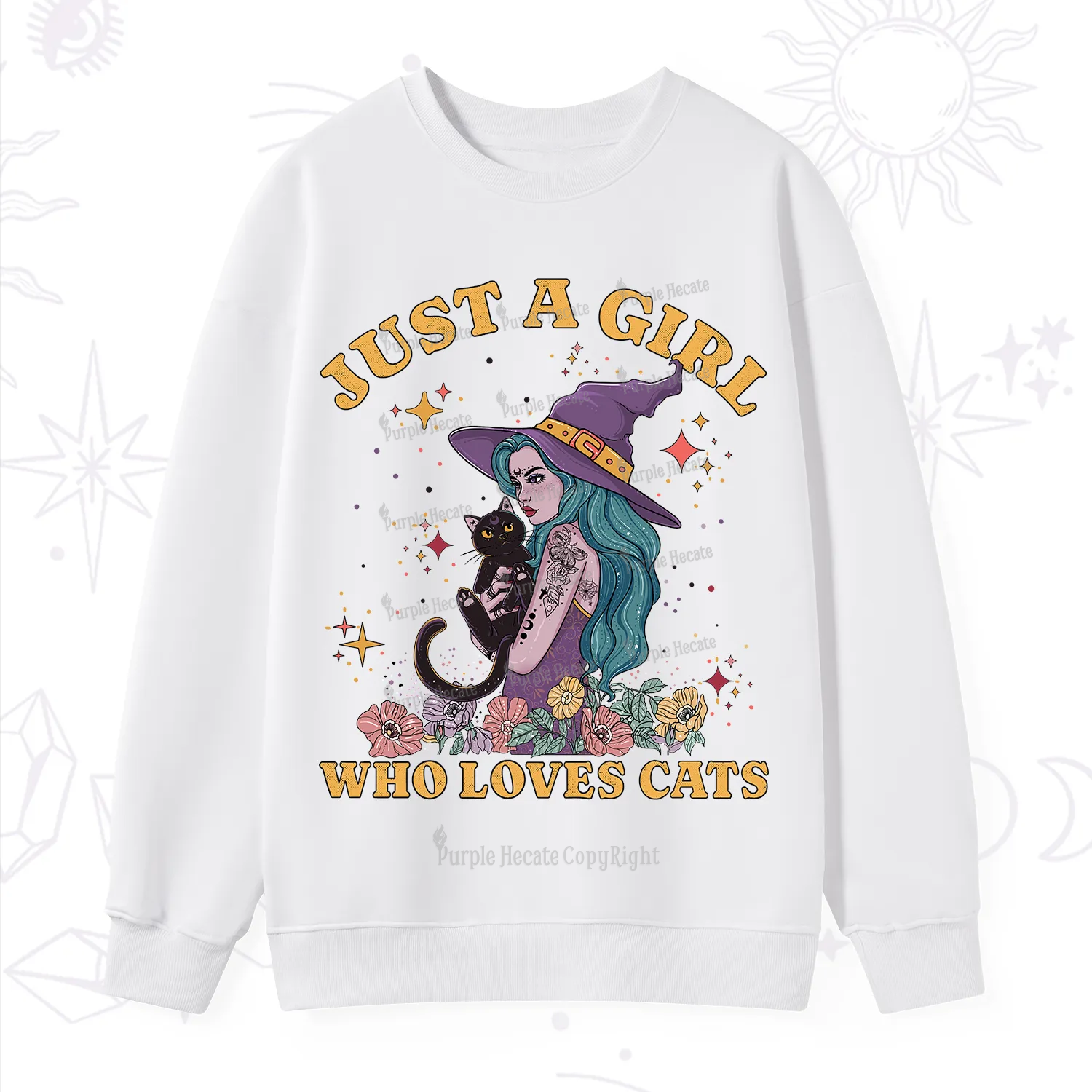 Purplehecate Just A Girl Who Loves Cats Sweatshirt